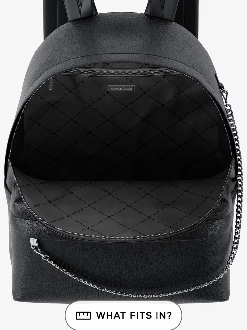 Michael Kors Black Pebbled Leather Backpack with Chain Accent - Picture 6 of 7